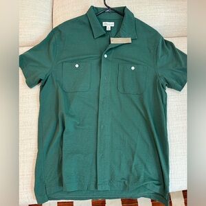 J. Crew Green Cotton-Knit Seersucker Camp-Collar Shirt